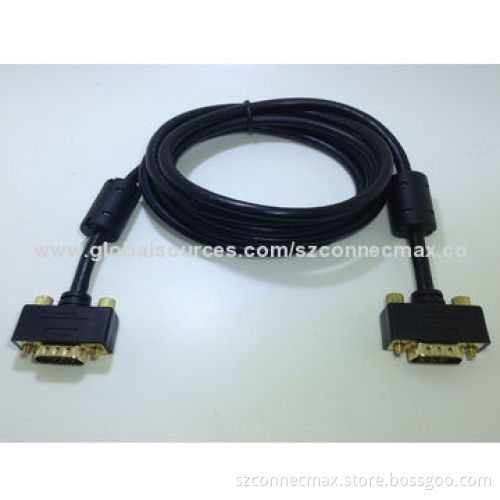 Gold plated VGA cable with screw, HD 15P male to male VGA cable
